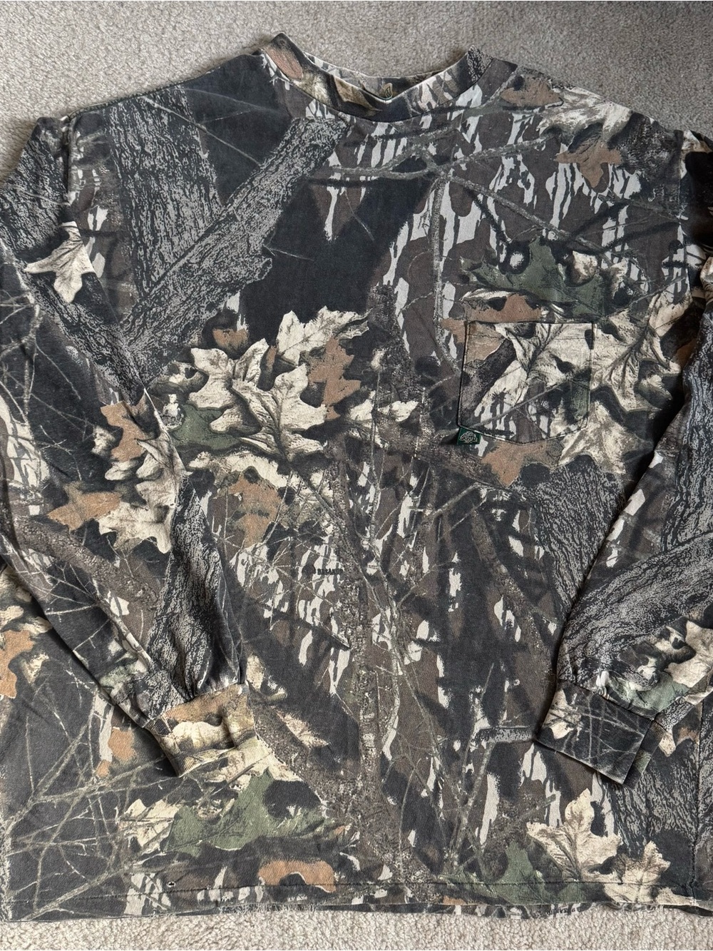 Vintage Mossy Oak Break-Up Camo Long Sleeve Shirt Mens Made in USA